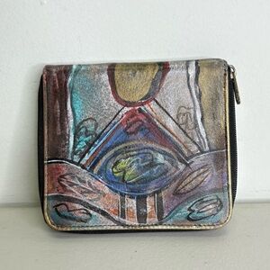 NEW Jane Yoo Vintage Hand Painted Leather Wallet
